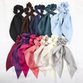 Wholesale New Style Hair Accessories Pure Color Long Ribbon Scarf Elastic Hair Bands for Women Cross Silk Satin Hair Scrunchies