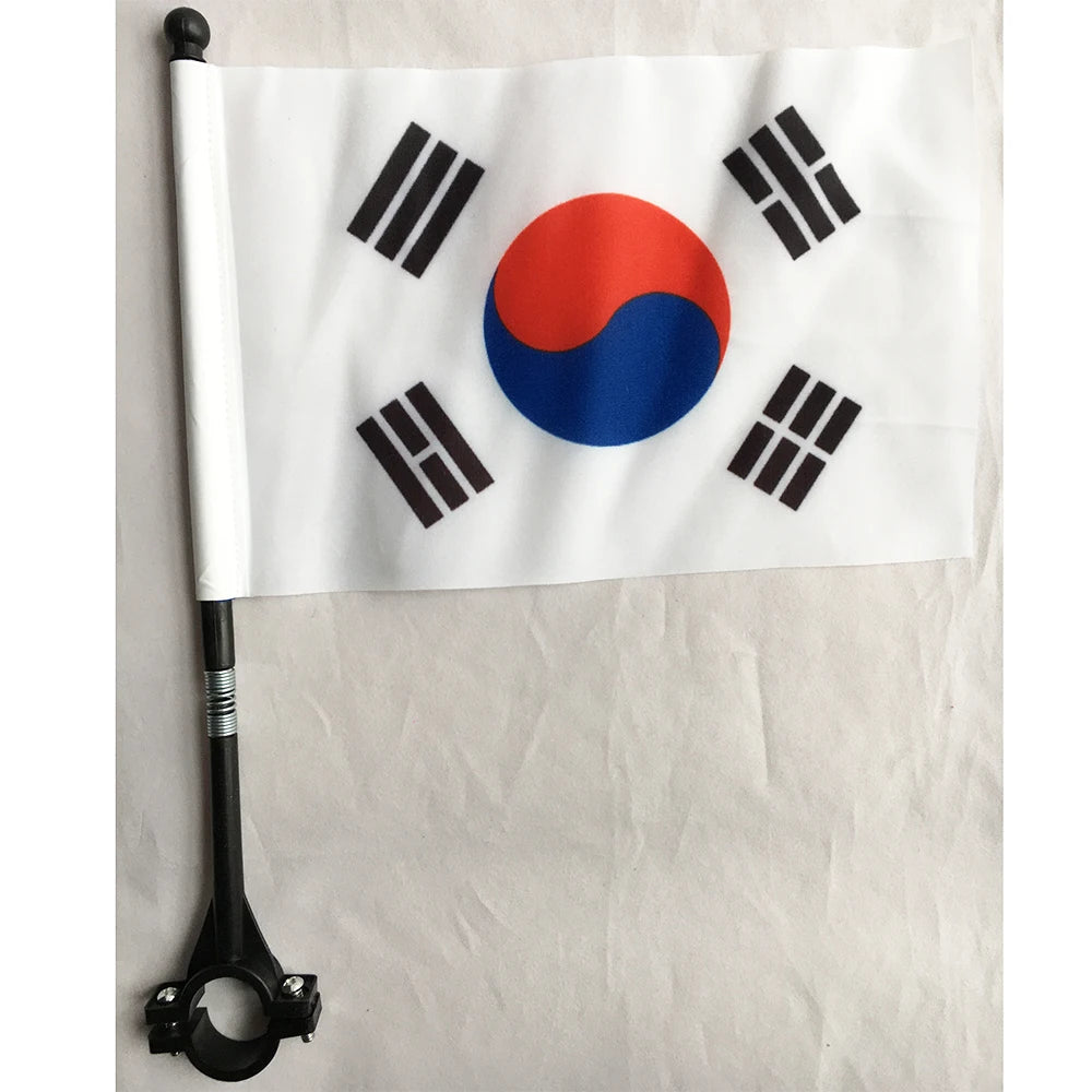14x21cm Polyester Custom Printing Bicycle Flag Handlebar South Korea Flag  For Outdoor Cycling Decoration