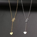 SC New Arrival Gold Silver Color Necklaces Dainty Infinity Knot Stainless Steel Necklace Heart Shape Pendant Necklace for Women