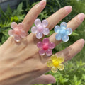 2026 Simple Cute Jelly Resin Flower Finger Rings Colorful Acrylic Sun Flower Ring