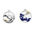Enamel Moon Sun Mountain Sea Drop Earring Fashion Pendants Necklace Jewelry Making DIY Decoration Sliver Plated Alloy Ornament