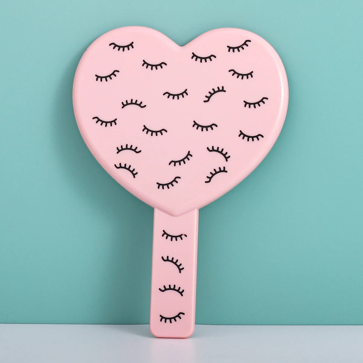 New Heart-shaped Student Small Mirror Handheld Mirror Makeup Mirror Supermarket Stock Handle Mirror Portable and Portable