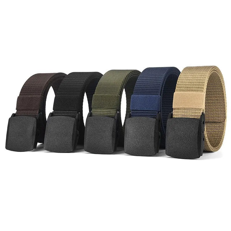Classical Automatic Plastic Buckle Waist Belt Nylon Woven Belt Men Canvas Polyester Webbing Fabric Belts