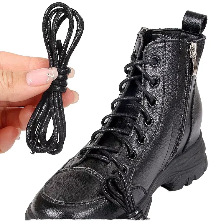MaoYuan Model XD403 Round Waxed Thin Rope Waterproof Black Cotton Fabric Men's and Women's Shoes Laces