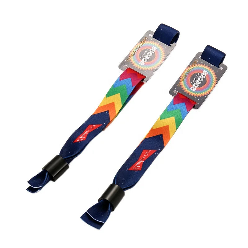 2025 Festival Fabric Bracelet Woven Wristband With One Time Use Closure For Events