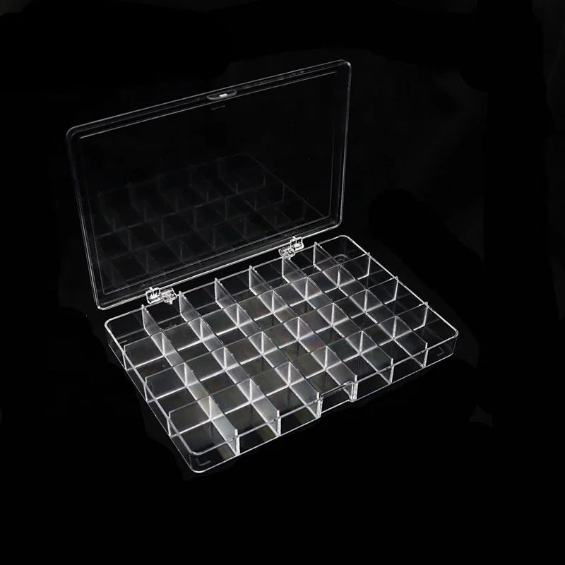 Nail Charms Storage Box Transparent Plastic Makeup Box 28 Grid Nail Diamond Box