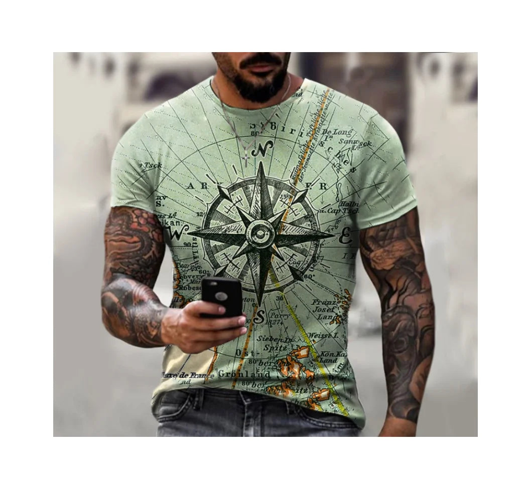 Vintage T-Shirt for Men Customizable Designer Sublimation Printed Pattern-Manufacturers' Collection