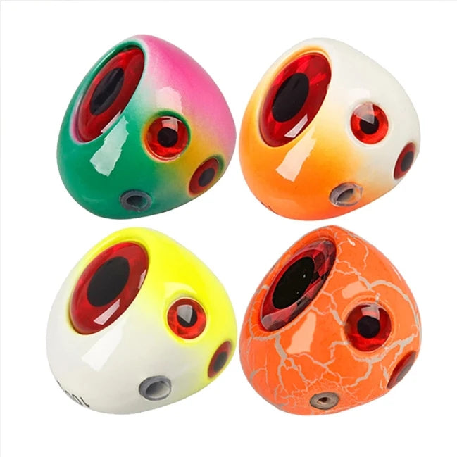 SNEDA 60g 80g 100g 120g 150g  200g Metal Slow Jig Round Lead Head Luminous Glow Fishing Lure with Rubber Skirts Assist Hooks