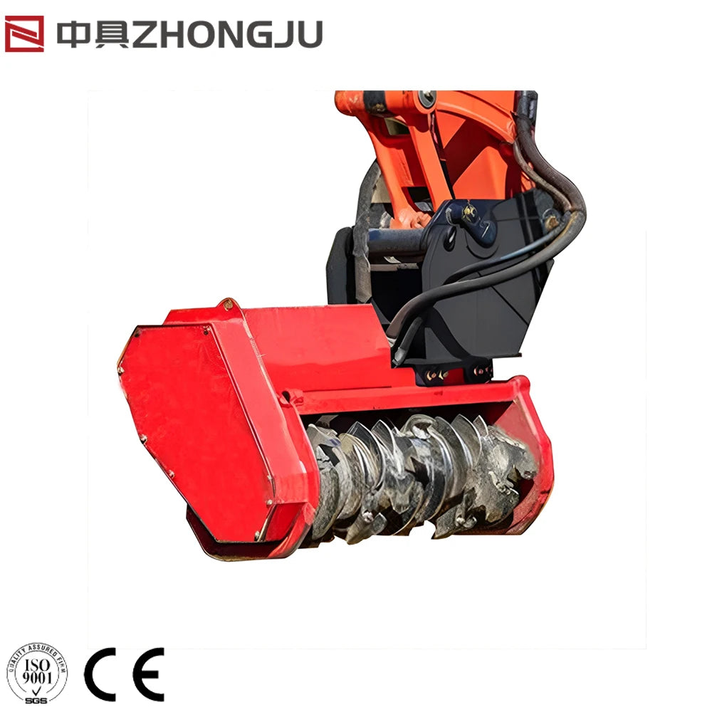 Zhongju Flail Mulcher Chipper for 3-40t Excavator Motor Heavy Duty Slasher 1 Year Warranty Easy Operate Free Shipping