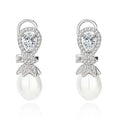 Fine Jewelry 925 Sterling Silver Water Drop Shaped Diamond Buckle Women Fashion Freshwater Pearl Earrings