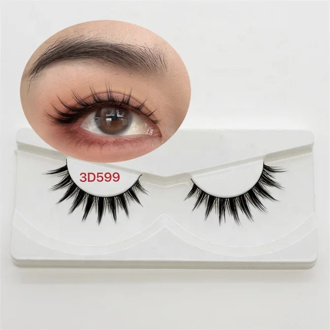 New Design Naturally Thick Feather Style False Eyelashes Handmade Soft Korean PBT Fiber Strip 3D Mink Eyelashes