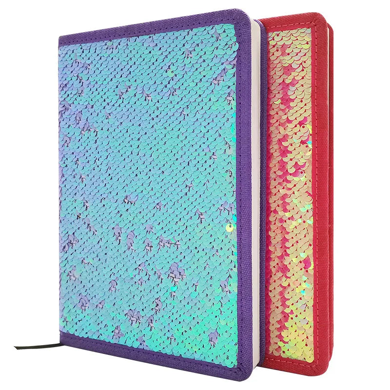 ModernQiu Custom Design A5 Sequin  Notebook  BlingBling Notebook Sequin Shiny Notebook for Children