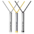 NEWNORTH Custom Name Bar Pendant Necklace Stainless Steel Trendy Link Chain Men's Personalized Vertical Stereo Tags
