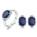 A2053 Abiding Fine Jewelry Diffusion Sapphire Gemstone Solitaire 925 Sterling Silver Blue Color Stone Jewelry Set for Women