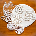 Saffron 3D Plastic Cookie Cutters with Cartoon Alice Hat Design Gearwheel Biscuits Mold for Baking and Decorative Purpose