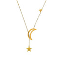 18k Gold Plated Stainless Steel Moon Star Pendant Necklace for Women Trendy Link Chain Accessories Jewelry