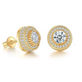 SC 2022 Fashion Hiphop Round Platinum 10 Mm Micro Zircon Earrings Rose Gold Full Diamond Stud Earrings for Men Boys