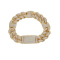BB013 16mm 7" 8" Brass Setting CZ Cuban Chain Bracelet Iced Out  Cubic Zircon Bling Bling