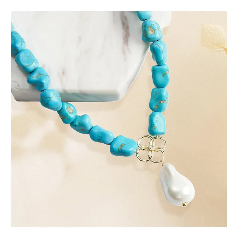 Fast Delivery Women's 925 Silver Gold Plated Natural White Beaded Necklace Irregular Baroque Shell Pearl Wave Pendant Romantic