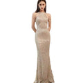 Women's New Style Tassel Sequin Fish Tail Slim Fit Long Evening Dress