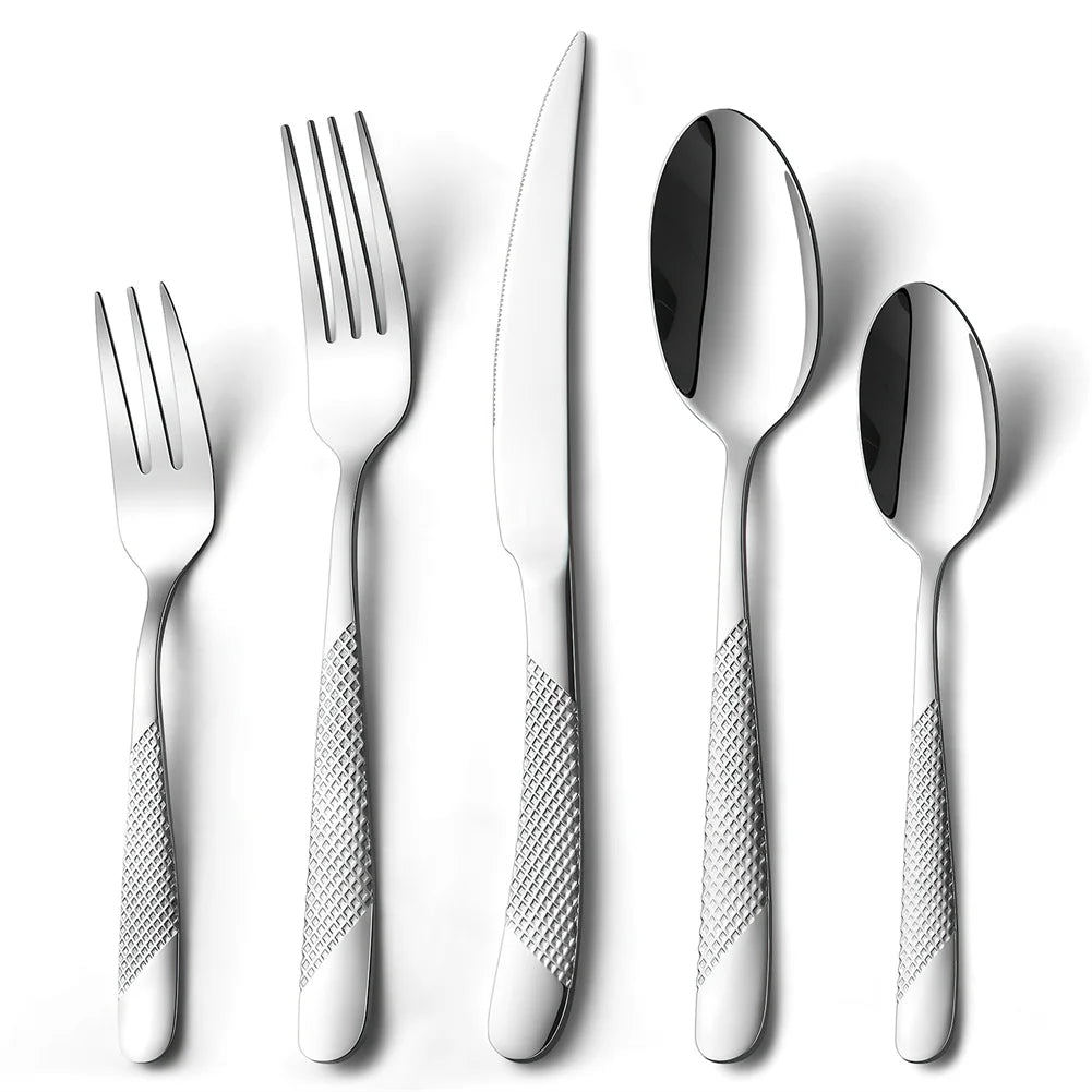 Wholesale Hotel Restaurant Cutlery SetStainless Steel Flatware Sets for WeddingMetal Fork Spoon Knife Silverware Set