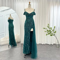 Scz088 Luxury Emerald Green Mermaid Prom Dresses 2023 Spaghetti Straps Blue Pink Evening Dress for Women Wedding Party
