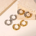 Style 12mm 18K PVD Gold Plated Hoop Earring Geometric Stainless Steel Circle Hoop Earrings for Women