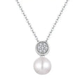 Free Shipping Stylish 925 Sterling Silver Freshwater Pearl Pendant Necklace Women's Statement Jewelry with Water Drop Charm