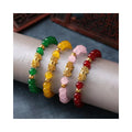 RisingMoon  8 mm Agate Beads  18K Gold  Plated Fengshui Wealthe Beaded Pixiu  Bracelets