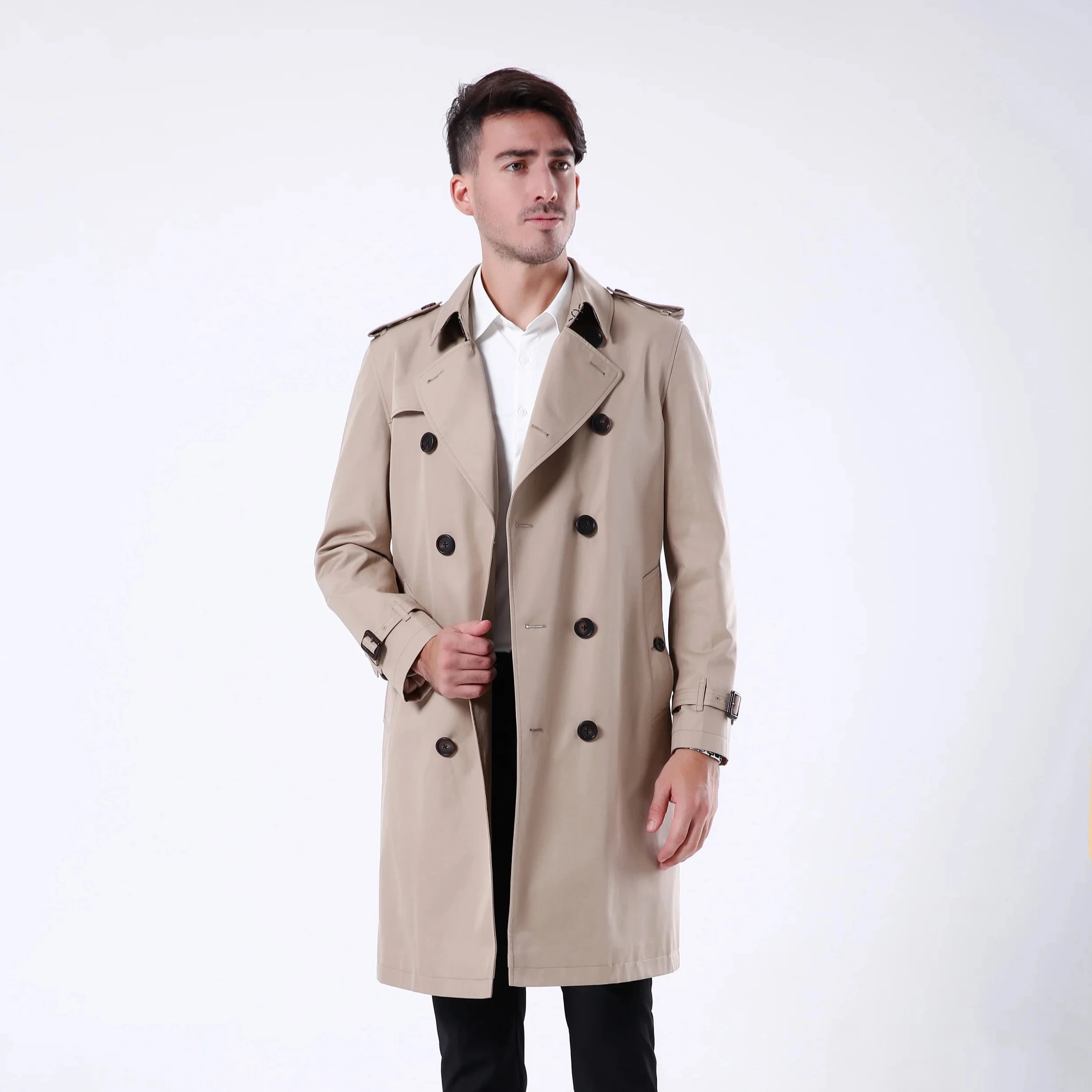 2023 Bosha Men's Custom Trench Coat Double Rows of Breasted Long Coat for Men's Coats Genre