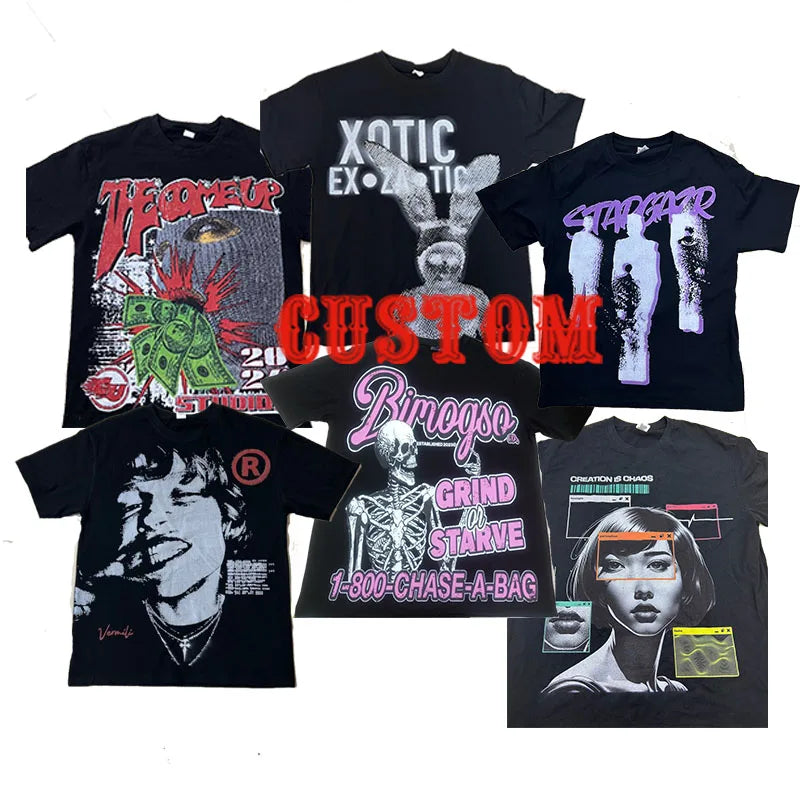 Custom Graphic DTG Cropped t Shirt Boxy Fit Vintage Washed 300 Gsm Acid Wash Tshirt  T-shirt for Men