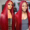 Hot Selling High Quality Preplucked Burgundy Deep Wave Wig Wholesale 13*4 Burgundy Frontal Wig Wine Color Human Hair in Stock
