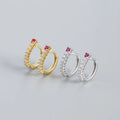Statement 18K Gold Silver Plated 925 Sterling Silver One Line CZ Red Stone Earring Hoop Earring for Women