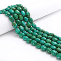 Perle Turquoise 10x13mm 13x16mm Dark Blue Green Turquoise Bead Strands Smooth Full Oval Shaped Stone Beads for Jewelry Making