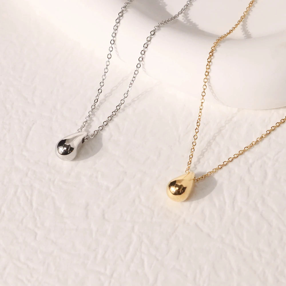 Chris April in Stock 316L Stainless Steel Jewelry New 2025 PVD Gold Plating Retro Mirror Water Drop Pendant Necklace