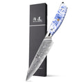 SHANGDAO 5-Inch Utility Knife 67-Layer Damascus Steel With Blue and White Resin Handle