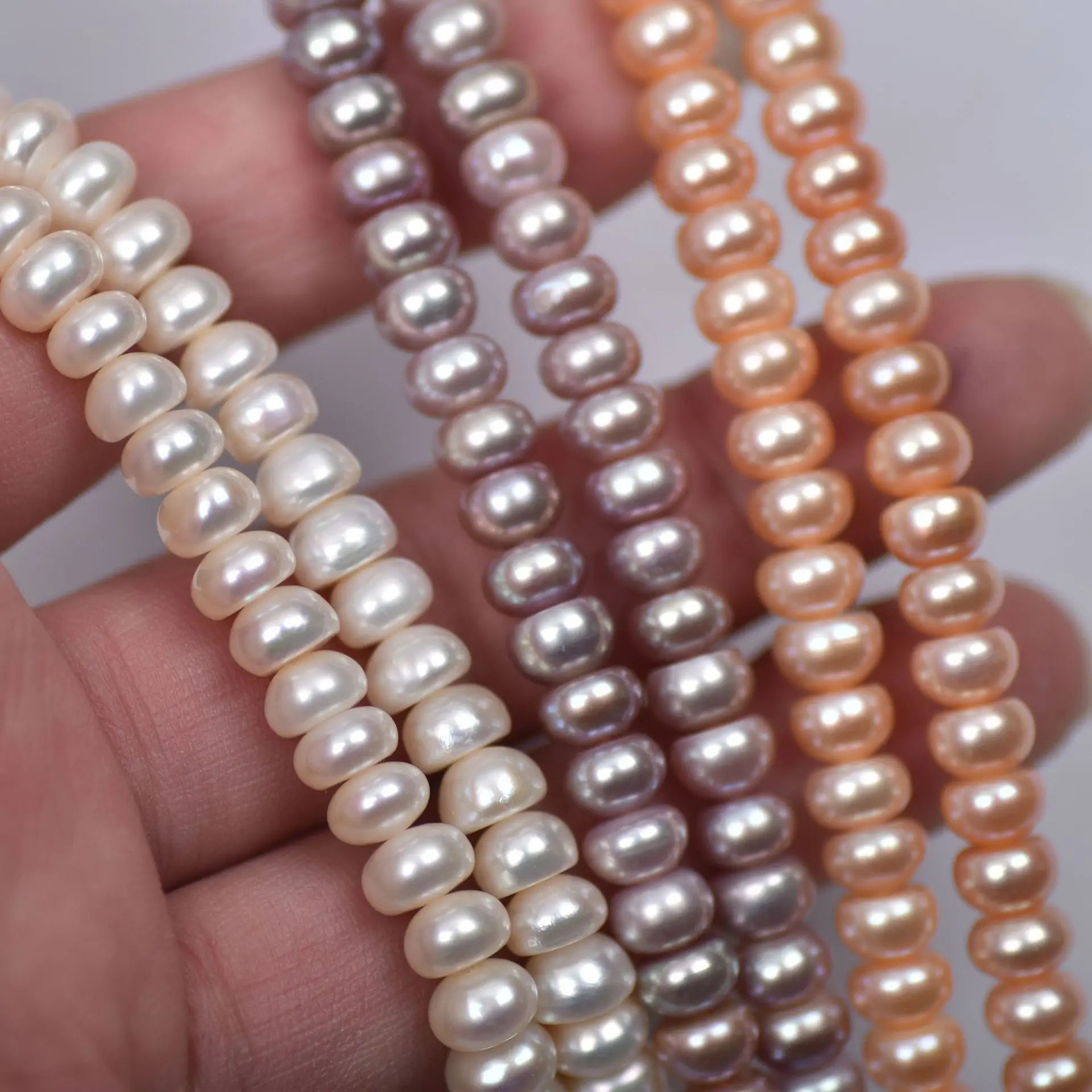 Wholesale 6-7mm Natural Freshwater Pearl Necklace Simple Button Flat Piece Semi-Round Semi-Drop Loose Bead Chain for DIY Jewelry