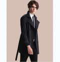 New Spring and Autumn British Men's Trench Coat  Mid-length Double-breasted Slim Men's Jacket Fashion Casual