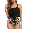 Vintage Retro Halter Ruched High Waist Floral Leopard Print Striped Multi-color Eco-Friendly V-String 2-Piece Bikini Sexy