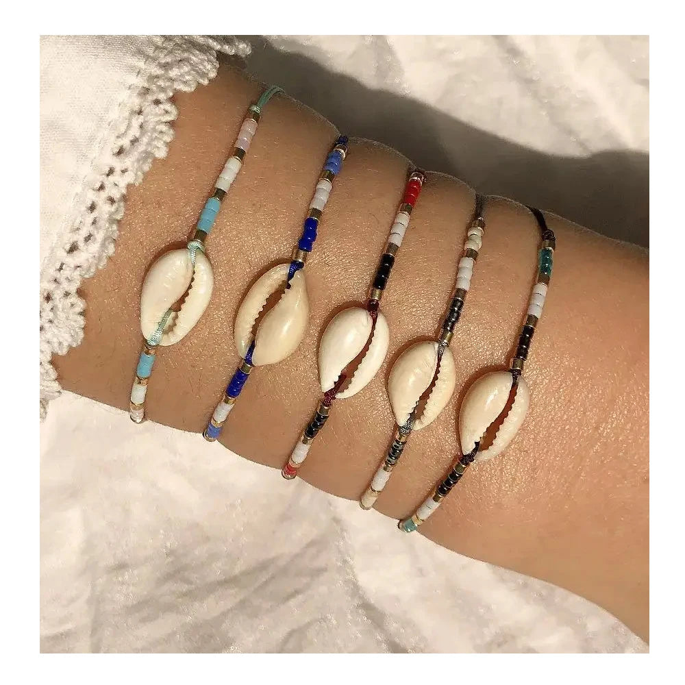 Bohemian Party Beach 2025 Summer Jewelry Adjustable Women Woven Rope Colorful Shell Beaded Handmade Boho Bracelet