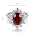 Classic Vintage S925 Silver 14k Lab Grown Ruby Oval Cut Gemstone Sunflower Design Perfect Wedding Party Valentine's Day Gift
