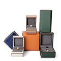 Jewelry Box Custom logo Packaging Ring Earrings Pu Leather Orange White Set Box Polygonal Jewelry Bracelet Box