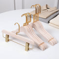 Wooden Coat Cloth Hanger Custom Flat Design with White Gold Hook Non-Slip & Space Saving Eco-Friendly Garage Clothing Store Use