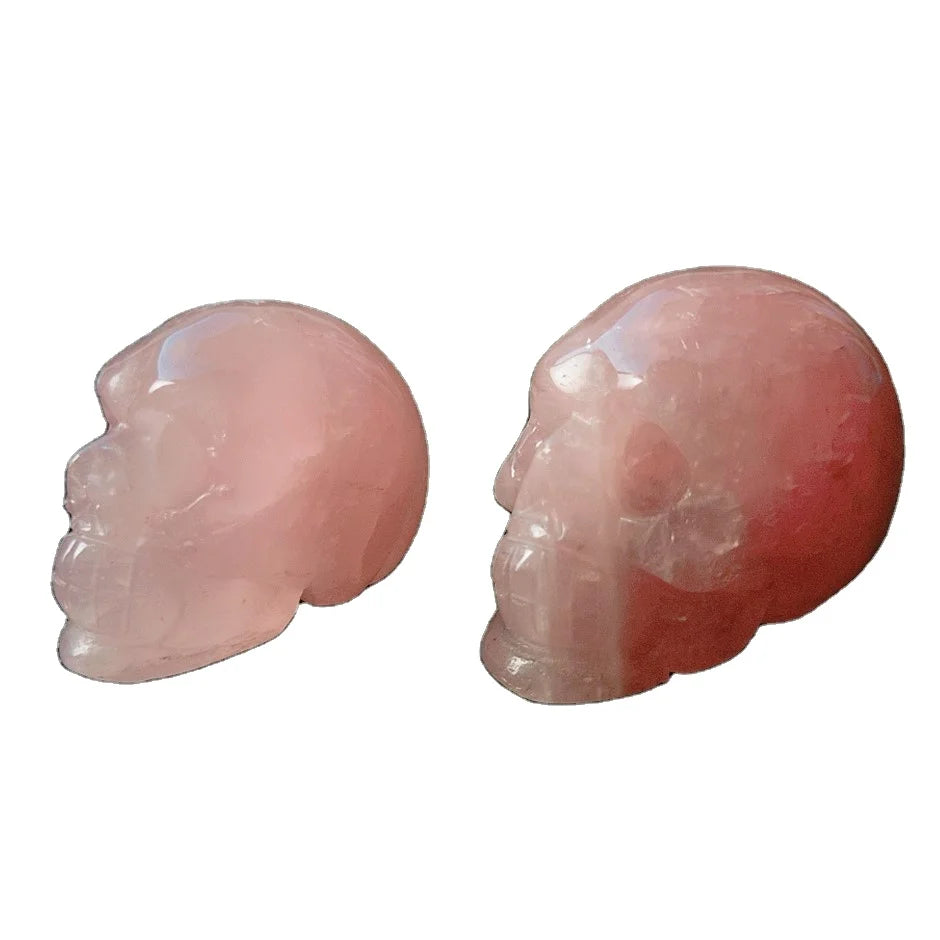 Huiying Decorative carved 2 inch size rose quartz crystal skulls head for fengshui Crafts