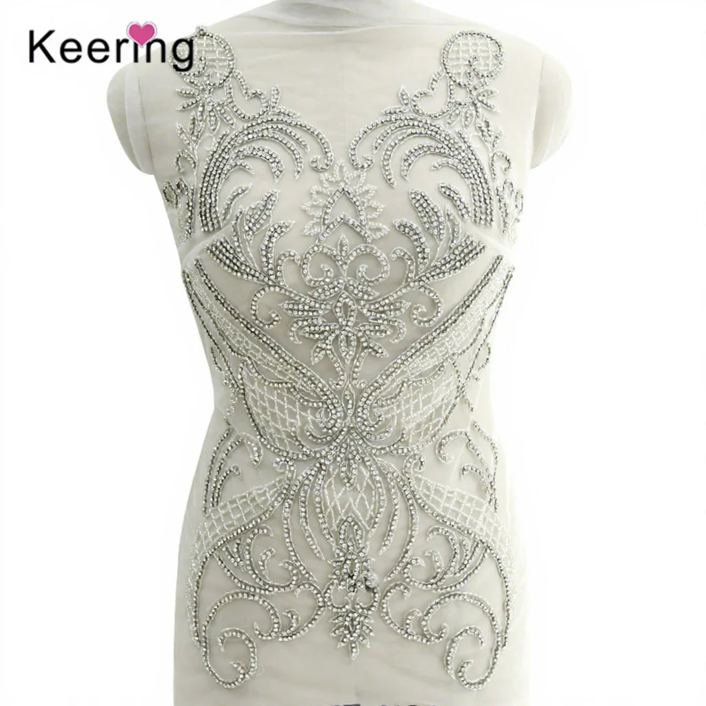 Decoration Neckline Tassel Bodice Rhinestone Crystal Applique  Bridesmaid Mermaid Wedding Evening Bridal Dress