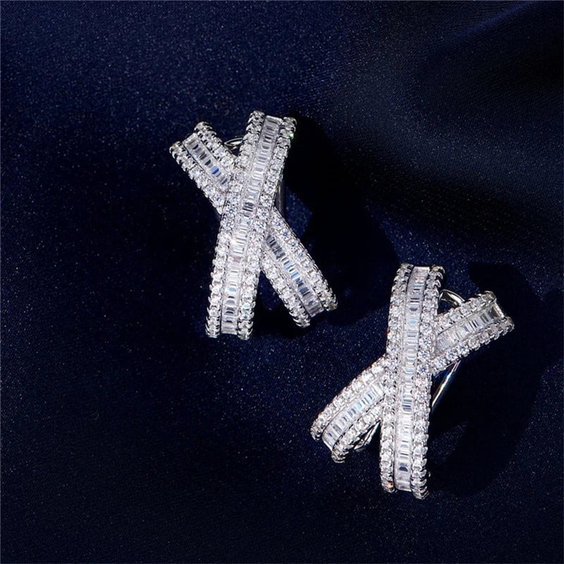 Aimgal Fine Jewelry Lab 8A High Carbon Diamond Bow Stud Earrings S925 Sterling Silver 18k Gold Plated Wedding Anniversary