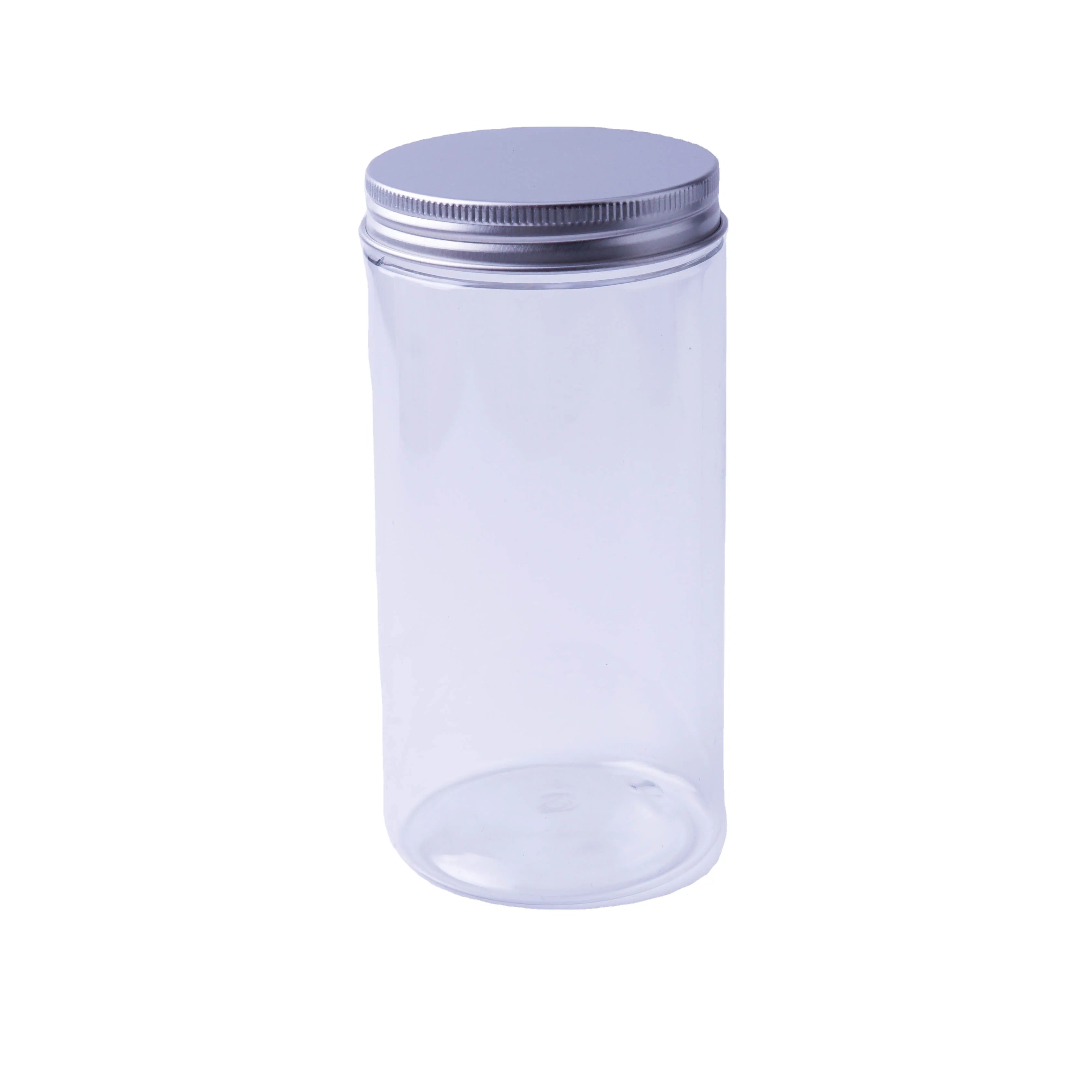 500ml 700ml PET Food Grade Transparent Cylinder Bottle Plastic Candy Cookies Storage Jar With Aluminum Lid