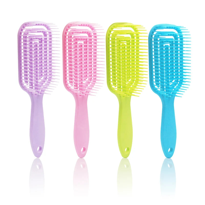 Customize Logo Wet Hair Square Massage ABS Flexible Detangling Comb Wave Curly Extension Hair Brush