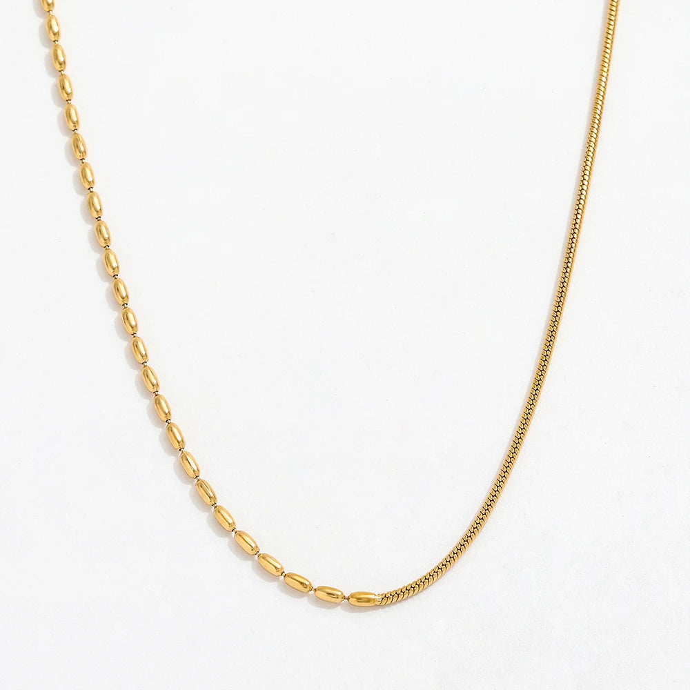 Joolim Jewelry 18K Gold Plated Beads Snake Chain Mixed Necklace Trendy Jewelry Wholesale