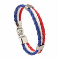 European and American Simple PU Country Nation Flag Color Bracelet Hand Woven Men's and Women's France Flag Wrap Bracelets